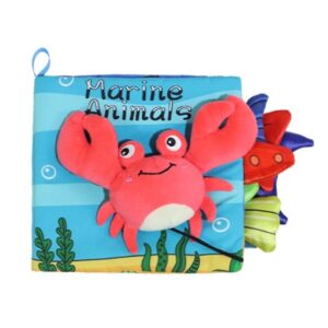 Carte Senzoriala, Kareldo, pentru Bebelusi, 15x16x4 cm, cu Animalute, 3D, Cu Sunete si Fosnete, 0-3 Ani, Model Crab, Multicolor