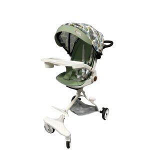 Carucior Sport Kareldo 3in1, 6-36 Luni, Reversibil, Pliabil, Tavita pentru Masa, Pozitie de Somn, Centura de Siguranta, Roti 360, Suport Pahar, Copertina pentru Soare, 32x63x95cm, Verde Model Frunze